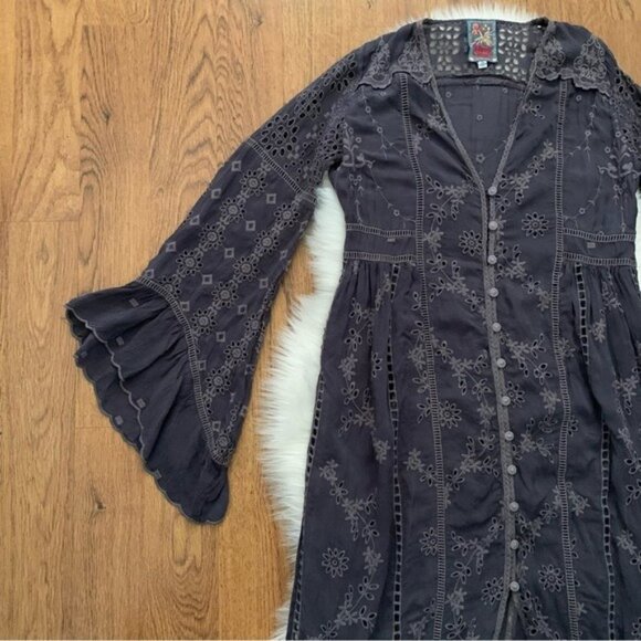 Johnny Was Dark blue Dress Size XS Slip adjustable straps bell sleeve - Picture 5 of 16